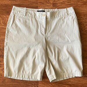 Talbots Women's Shorts (12P) Petites Khaki Chino Flat Front Cotton Casual Golf